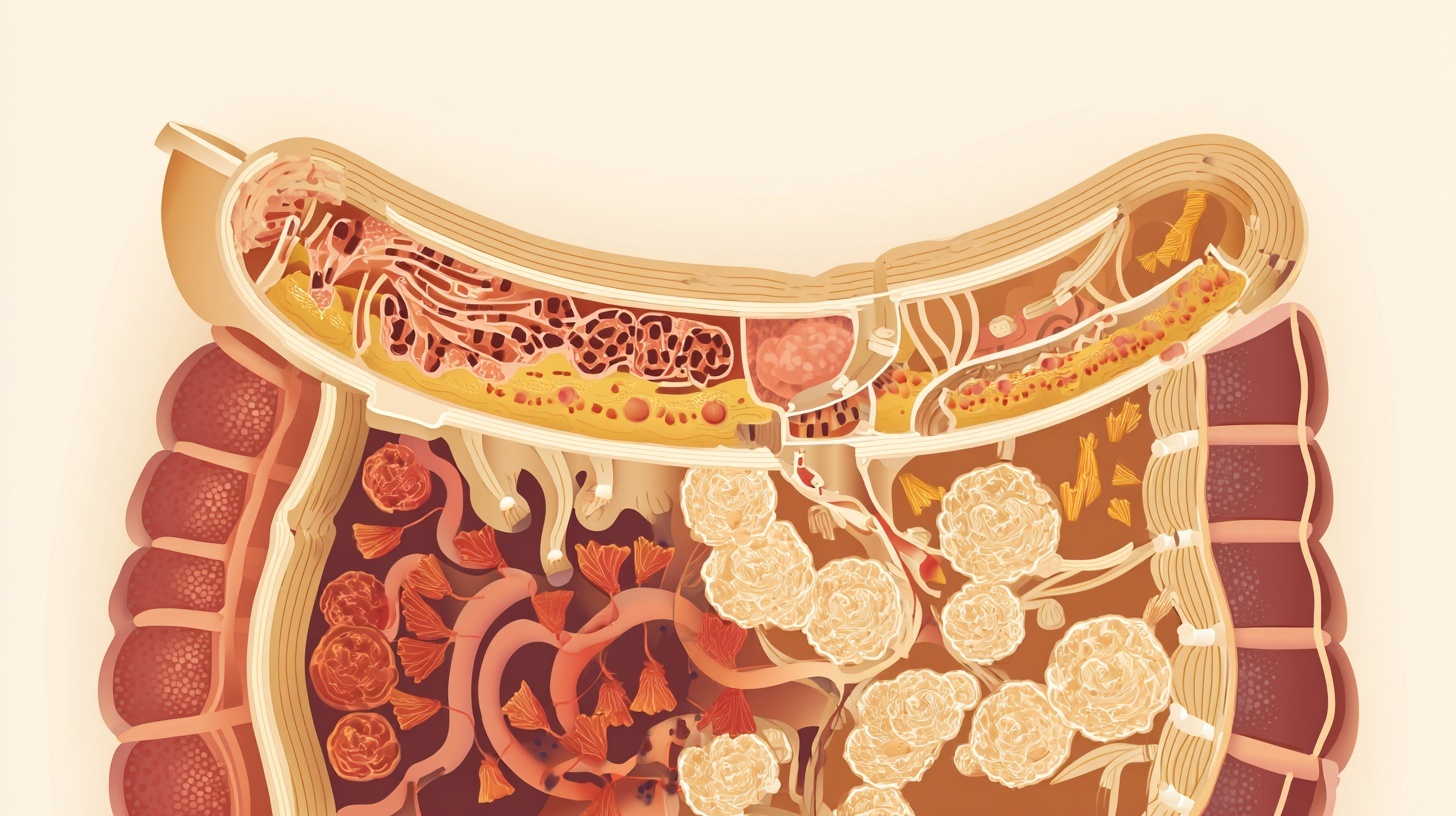 Cross-section of small intestine showing vitamin C absorption pathway